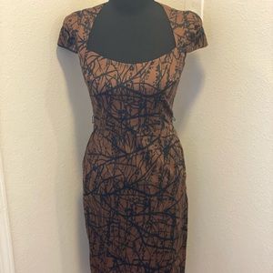 DAVID MEISTER SHEATH DRESS CAP SLEEVE SQUARE NECK